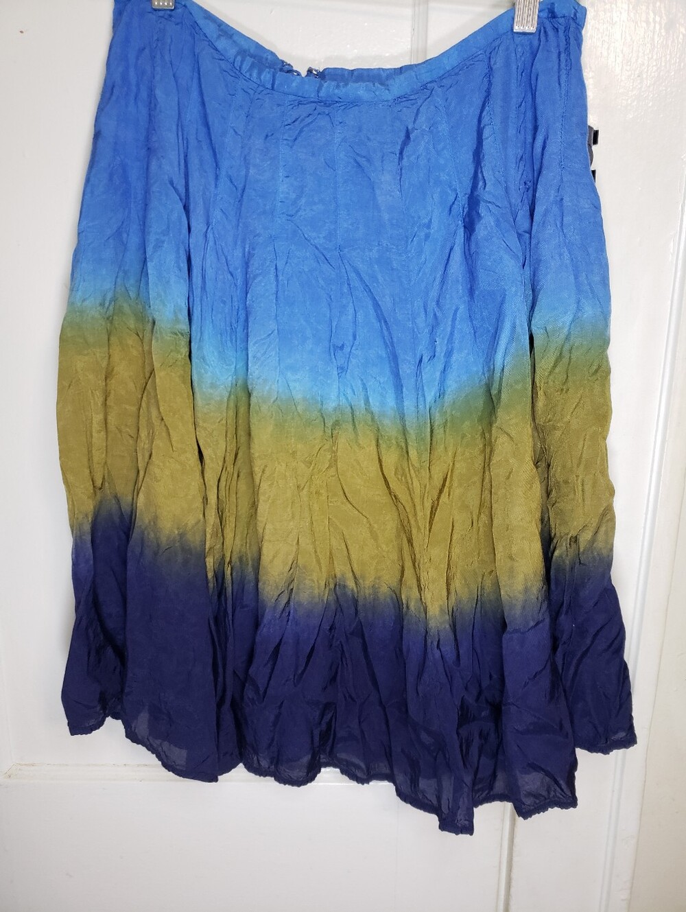 Newport News Size 14 Skirt Ombre Blue Green Purple Midi A-Line Skirt